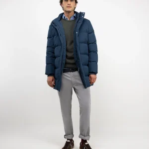 Abrigo Plumas Largo Azul