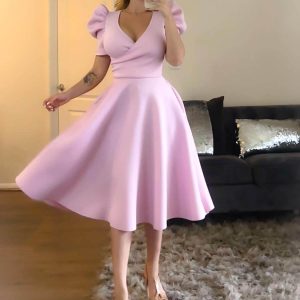 Vestido corto manga abullonada ampon