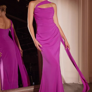 Vestido de chiffon pico convertible