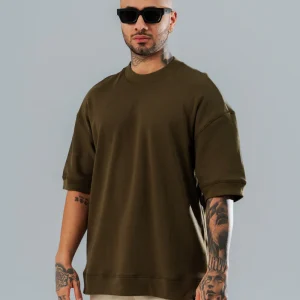 Camiseta Básica Oversize Verde Militar - 300 Gramos
