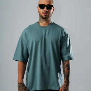 Camiseta Oversize Básica Azul Grisáceo