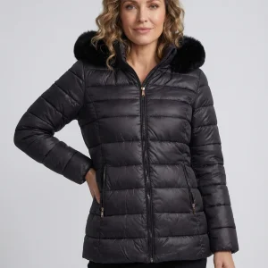 Chaqueta Acolchada Capucha Pelo