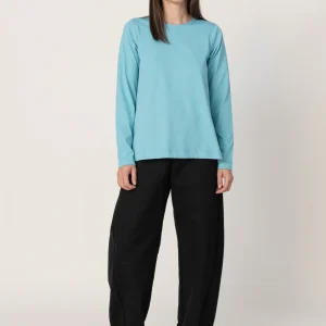 Camiseta basica evase manga larga azul