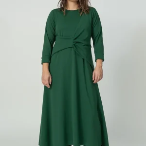 Vestido largo drapeado verde