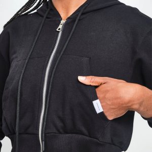 Crop Top Buso Capucha Negro