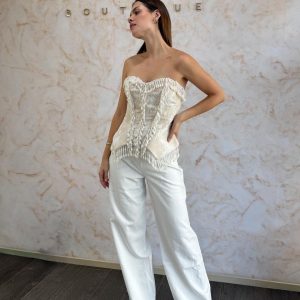 Conjunto corset de perlas y pantalón