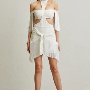 Set 2 piezas guipur falda barbitas con top off shoulder