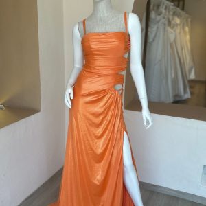 Lycra brillos drapeado de cut out en costado