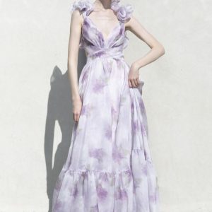 Vaporoso print tirante olanes sin espalda cintas