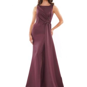 Sirena con cauda abertura en pierna sin manga detalle drapeado pedrería