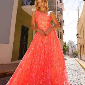 Ampon de un hombro tul lentejuela