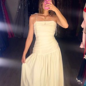 Drapeado talle largo con tirantes