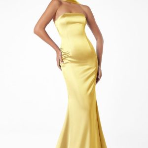 Renta Satin strapless con choker