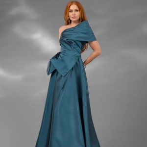 Un hombro asimétrico tafeta moño en cintura