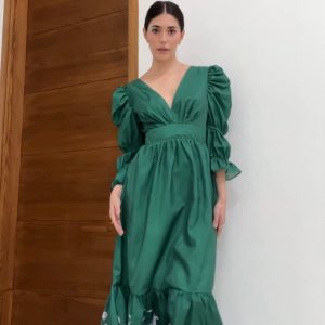 Manga abullonada moño espalda print