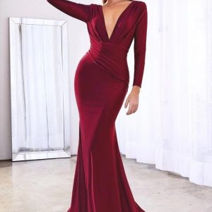 Manga larga drapeado frente