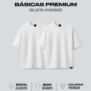 Duo Pack Camisetas Básicas Oversize White - Premium 300G